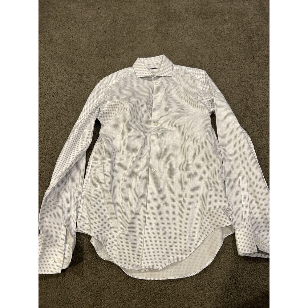 Calvin Klein Mens 15 34/35 Infinite Non-Iron Slim Fit Blue Collar Shirt